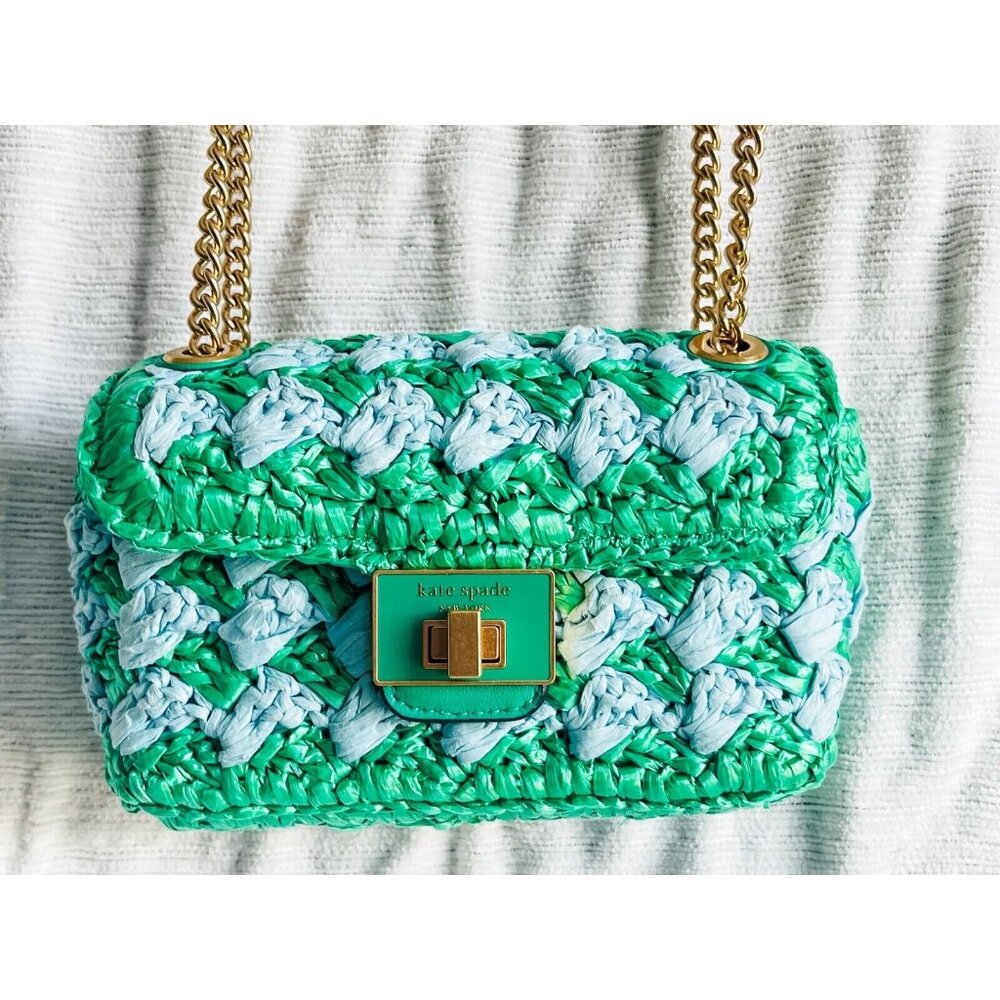 NWT Kate Spade New York Evelyn Woven Raffia Small Shoulder Crossbody